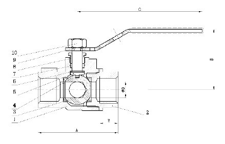 Bronze 3-way Ball Valve