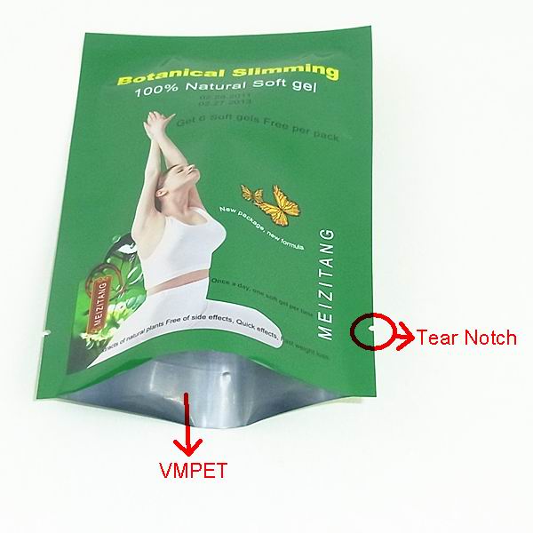 three sides sealed zipper aluminium foil food bag