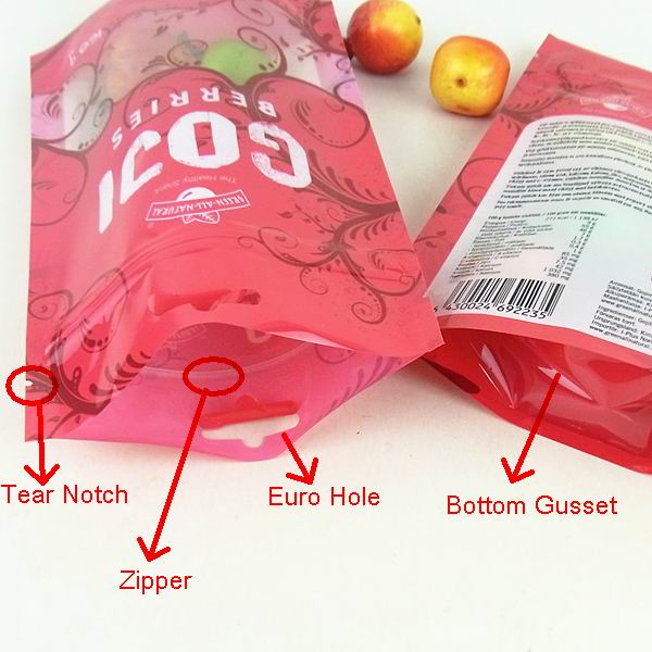 Fashionable plastic fruit jelly food stand up bag