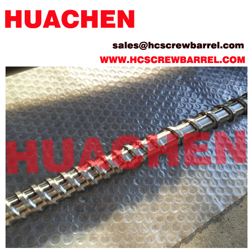 Bimetallic nitrided screw barrel for plastic extruders