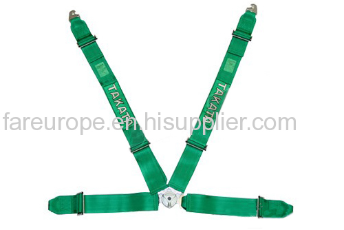 4 point green racing harness