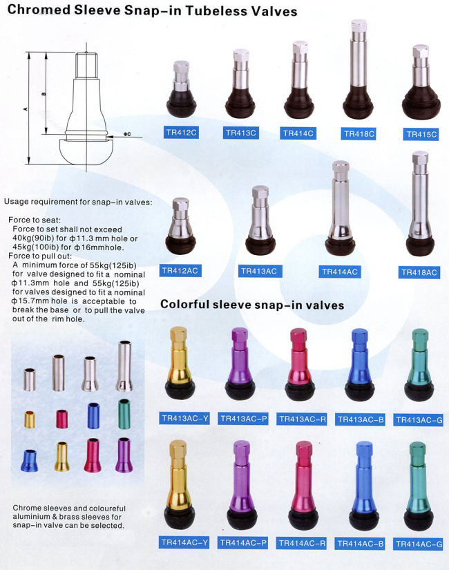 Chromed Sleeve Snap-in Tubeless Valves v2.03.2