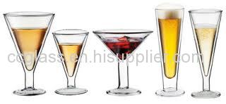 Double walled Martini Glass Goblet Glasses