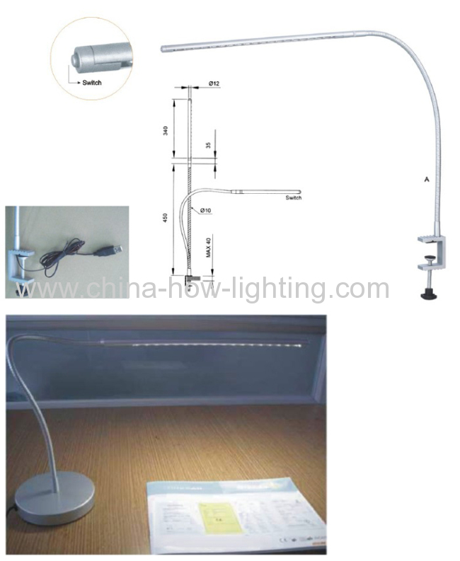 2013 New Aluminium Steel 12V 5mm LED Reading Lamp with 3528SMD