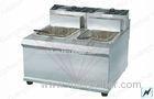 Stainless Steel Commercial Deep Fryer With Basket , 2 Basket Deep Fryer