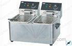 Countertop Commercial Double Deep Fryer With 2 Tank / Basket