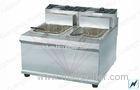 Dual Deep Fryers For Western Kitchen Equipment , 2.8KW + 2.8KW