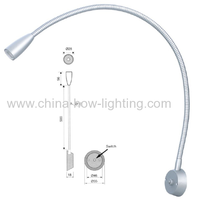 2013 New Aluminium Steel 1W 3W High Power LED Reading Lamp