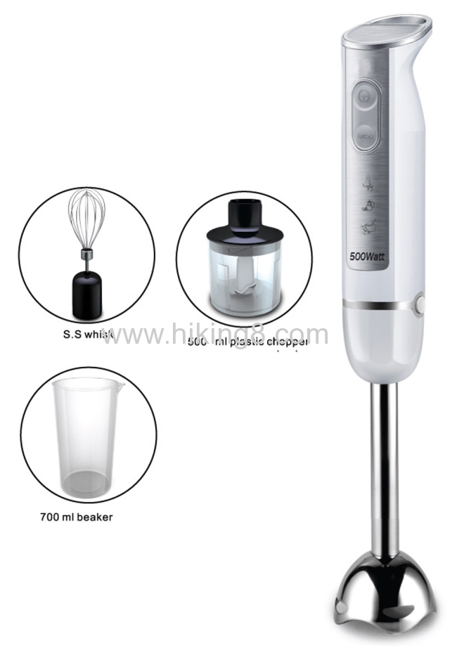 500w smart stickhand blender with whisk and chopper attachments