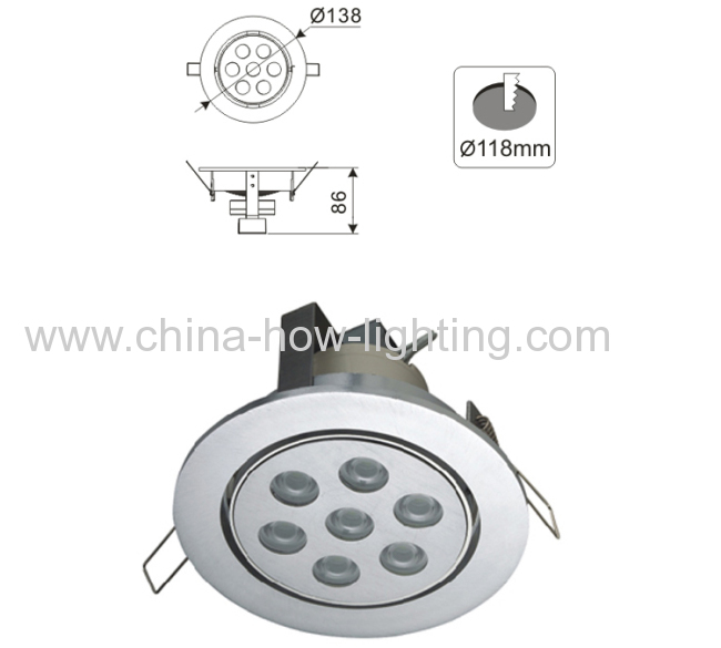 2013 New High Quality 7W 630LM Downlight LED with 7pcs CREE XP Chip