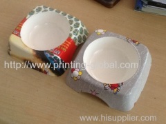 Heat transfer film for plastic pet bowl