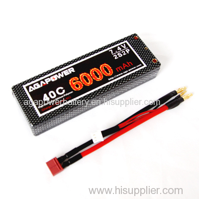 AGA Power Lipo Battery 6000mah 40c 7.4V 2S2P for RC Cars