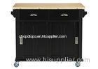 Solid Rubber Wood Black Spoon / Bowl Storage Cart For Kitchen