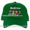 Green Baseball Caps For Children , Polyester Cute Kids Baseball Caps With Cartoon Design