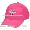 100% Cotton 54cm Pink Kids Baseball Caps Embroidered With Brass Buckle And Grommet Closure