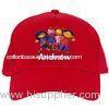 Red 3d Embroidered Baseball Caps For Kids , 100% Cotton Child Sports Ball Caps With 5 Panels