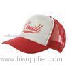 Red Two Tone Poly Cotton Mens Baseball Caps Adjustable Velcro For Promotion