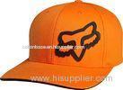 Plat / 3D Embroidery Orange Ladies Racing Baseball Caps With Metal / Velcro Buckle