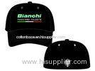 5-Panel Embroidered Striped Black Racing Baseball Caps , 100% Cotton Pre-Curved Visor Hats