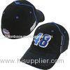 58cm 100% Cotton Black Racing Baseball Caps Embroidery With Plastic / Velcro Buckle