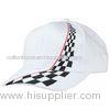 Heavy Brushed Cotton White Minor League Racing Baseball Caps , Pre-Curved With Sandwich