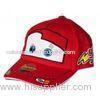 100% Cotton Twil 6 Panel Red Visor Baseball Cap With 4 Eyelets , Velcro Closure