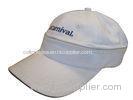 Custom 6 Panel 100% Cotton White Visor Baseball Caps Embroidered With Zipper