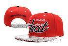 6-Panel 100% Cotton Red Strap Back Hats With Embroidery Logo , 56cm - 60cm