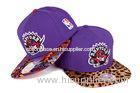 Purple 5-Panel Strap Back Hats Embroidered With Flame Binding