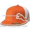 Orange Advertising Snapback Fitted Cap 58cm With Embroidered Logo For Promotion
