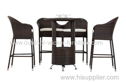 Rattan bar chair with high table