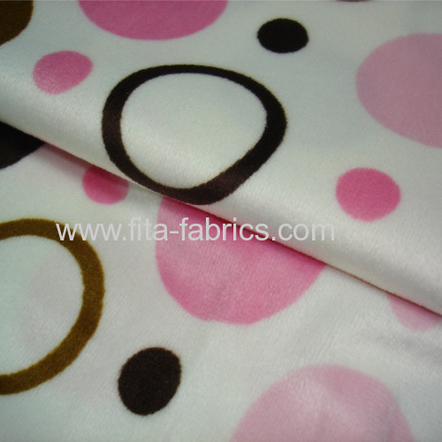 Dots printed soft velboa fabric