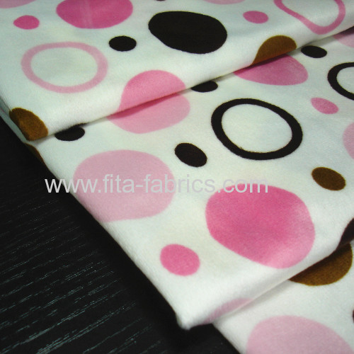 Dots printed soft velboa fabric
