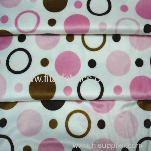 Dots printed soft velboa fabric