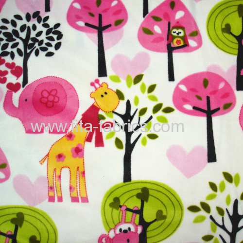 Lovely forest printed soft velboa fabric
