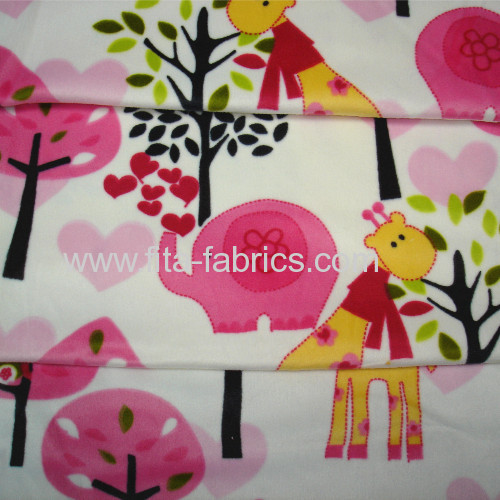 Lovely forest printed soft velboa fabric