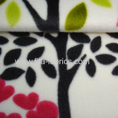 Lovely forest printed soft velboa fabric