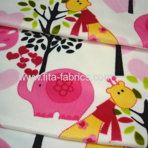 Lovely forest printed soft velboa fabric