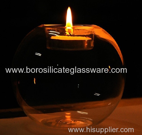 Mouth Blown Circular Borosilicate Glass Candle Holder