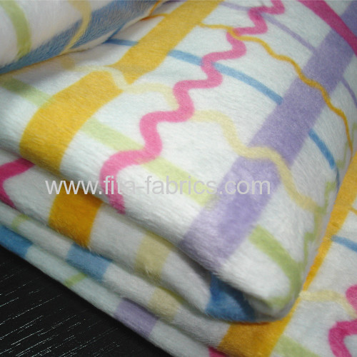 Polyester gingham check and soft velboa fabric