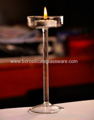 Hand Blown Tall Foot Borosilicate Glass Candlesticks