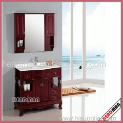 solid wood floor mounted bathroom mirror with mirror cabinet