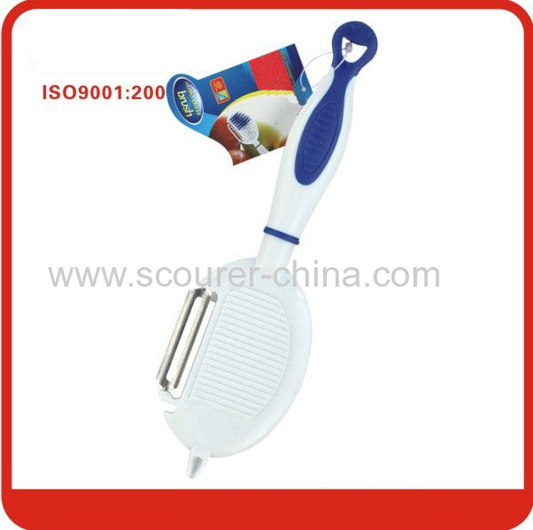 New popular Kitchen cleaning brush with pp bristle+vegetables knife