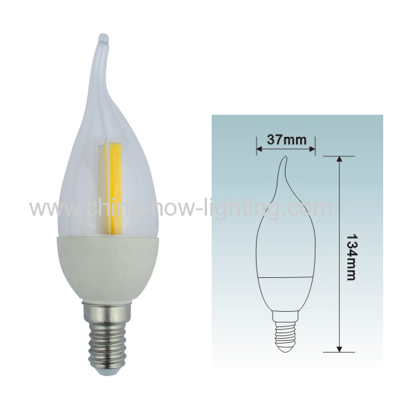 2013 New product E14 2.2W CRI 80 270LM LED COB flame bulb with 320 Deg beam angle