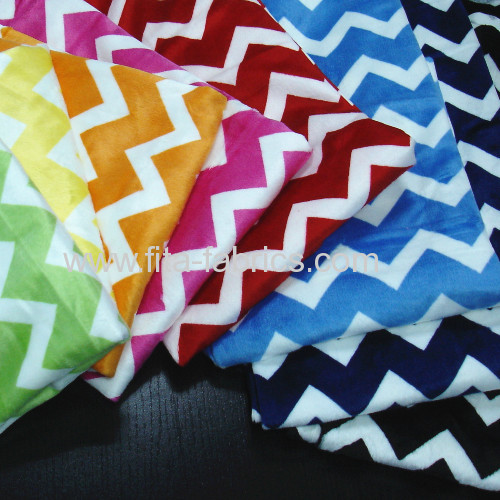 Zigzag printed soft velboa fabric 