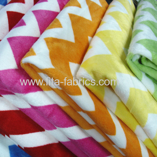 Zigzag printed soft velboa fabric 