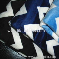 Zigzag printed soft velboa fabric