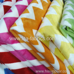 Zigzag printed soft velboa fabric