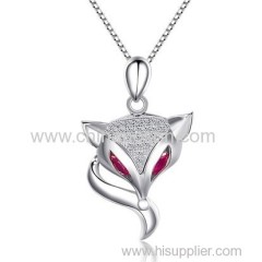 Ladies rhodium fox pendant