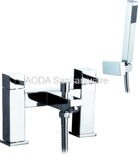 Double handle bath shower faucet mixer with diverter